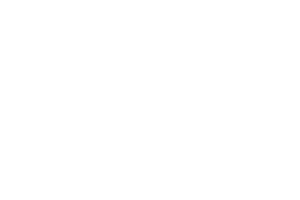 Logotipo em preto e branco indicando presença em mais de 95 países com suporte dos parceiros