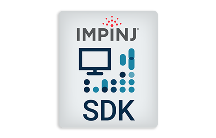 Impinj SDK logo with monitor and data pattern graphics, illustrating the software development tools offered by Impinj