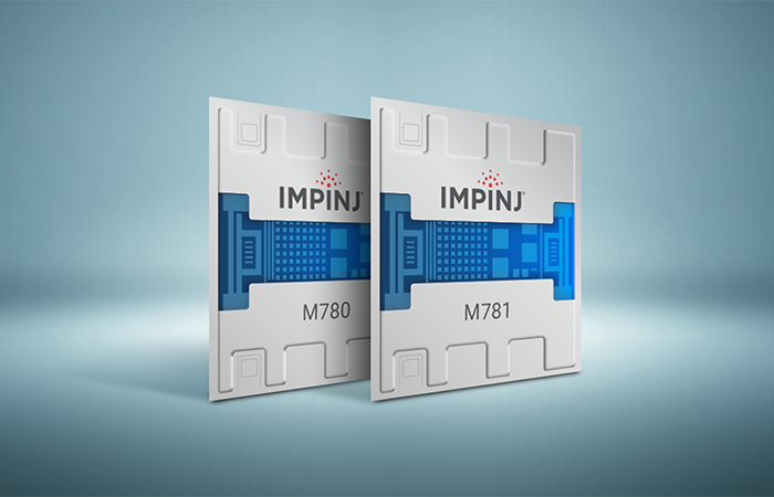 The image showcases two advanced RFID reader modules by Impinj, specifically the models