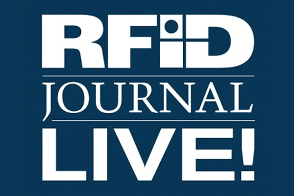 The image displays the bold, capitalized text "RFID JOURNAL LIVE!" set