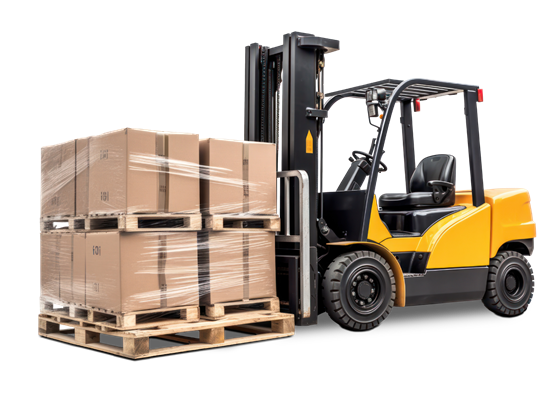 Fork lift carry boxes