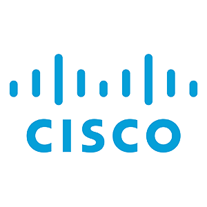 Cisco logo with blue gradient text and stylized digital signal pattern above on a transparent background
