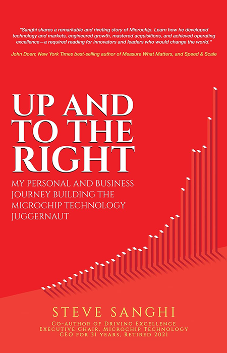 Cover of Steve Sanghi's book discussing his journey with Microchip Technology on Impinj's website.