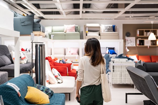 Picture of a woman in a furniture store