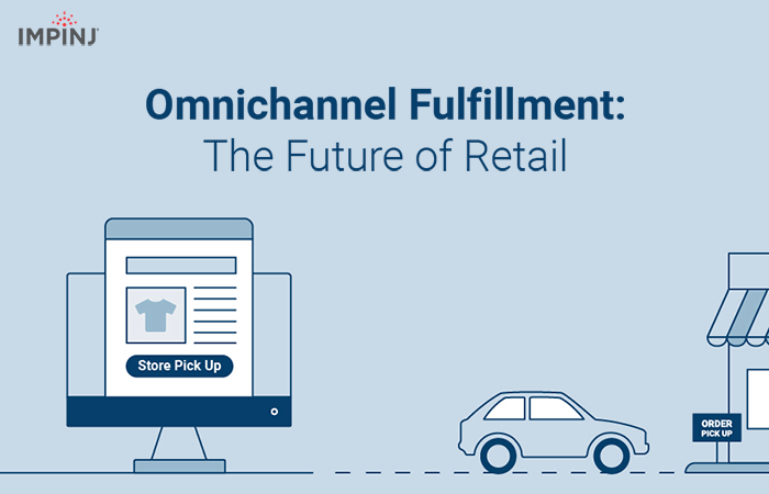 Infographic by Impinj on Omnichannel Fulfillment depicting store and order pick-up, highlighting the future of retail integration.