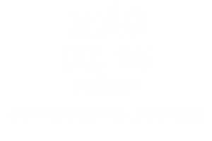 Texto promocional indicando que más de 95 países son soportados por socios de la empresa