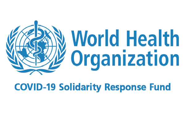 The image displays the official logo of the World Health Organization's COVID-19 Solid
