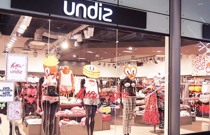 The image displays a vibrant and inviting Undiz store, a popular retail brand known