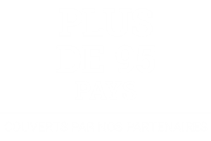 Graphique indiquant que plus de 95 pays sont couverts par les partenaires de l'entreprise