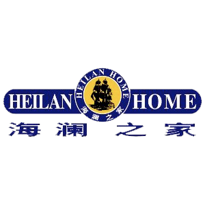 赫兰之家品牌徽章，金色骑士图案，蓝底黄字标语
