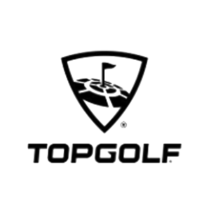 Topgolf logo with stylized golf ball on tee in shield emblem