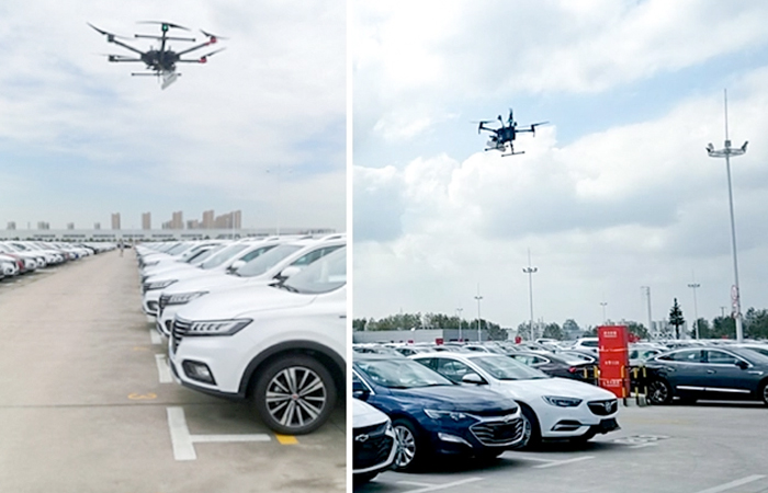 In this image, we see a modern approach to inventory management, where a drone
