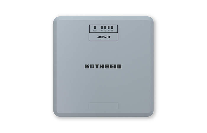 The image displays a Kathrein ARU 2400 RFID reader, a