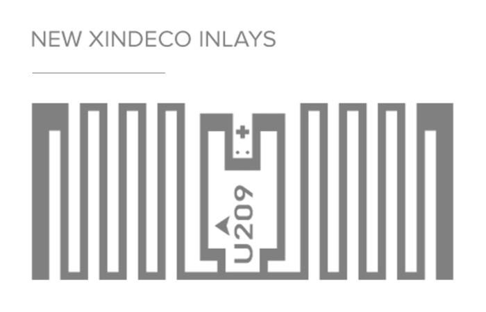Graphic representation of Impinj's new Xindeco RFID inlays in a monochrome barcode design