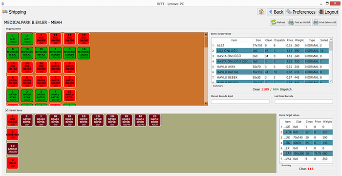 Screenshot of Impinj's shipping management system interface with categorized item status boxes for efficient tracking and processing, integrated with user-centric features in adherence to privacy standards.