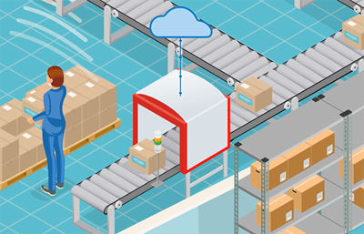 Illustration d'une employée de l'entrepôt utilisant la technologie RFID pour le suivi des colis, symbolisant l'engagement d'Impinj pour l'amélioration de l'expérience utilisateur et le respect de la confidentialité