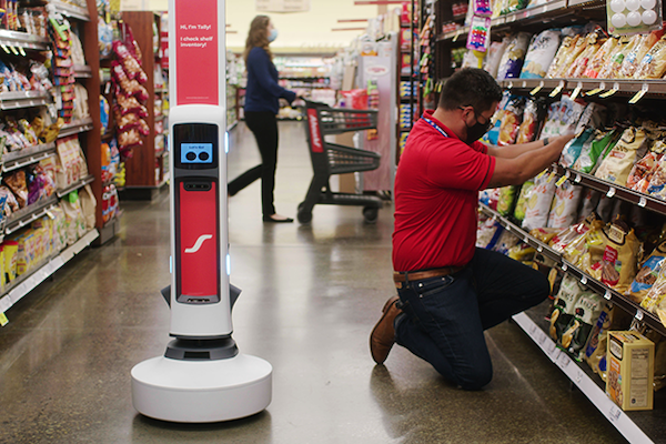 In the bustling aisle of a grocery store, an innovative Impinj-powered autonomous