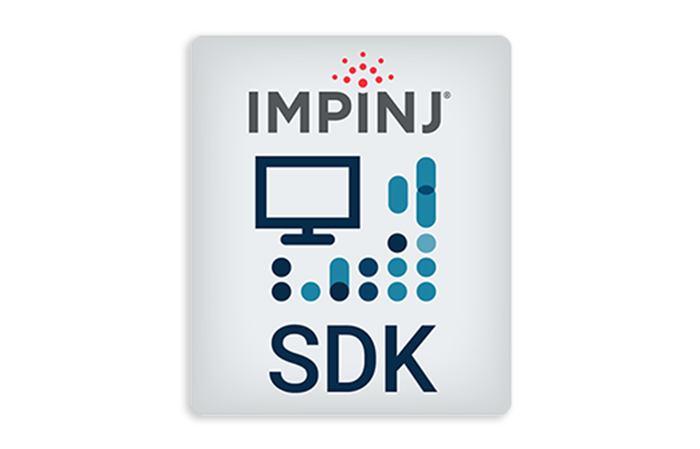 Impinj SDK logo with monitor and data pattern graphics, illustrating the software development tools offered by Impinj